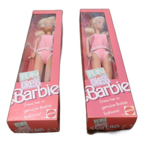 Vintage Mattel Barbie Fun to Dress 1989 Set of 2 New in Box - Picture 1 of 3